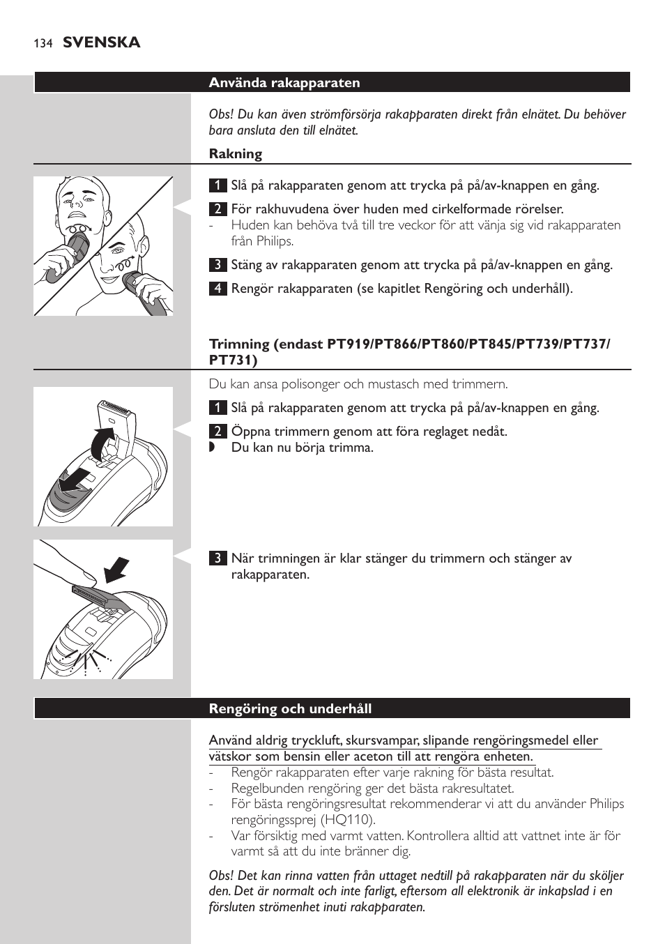 Philips SHAVER Series 3000 afeitadora eléctrica en seco User Manual | Page 134 / 154