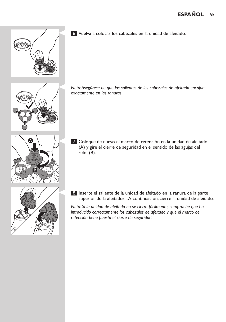 Philips SHAVER Series 3000 afeitadora eléctrica en seco User Manual | Page 55 / 154