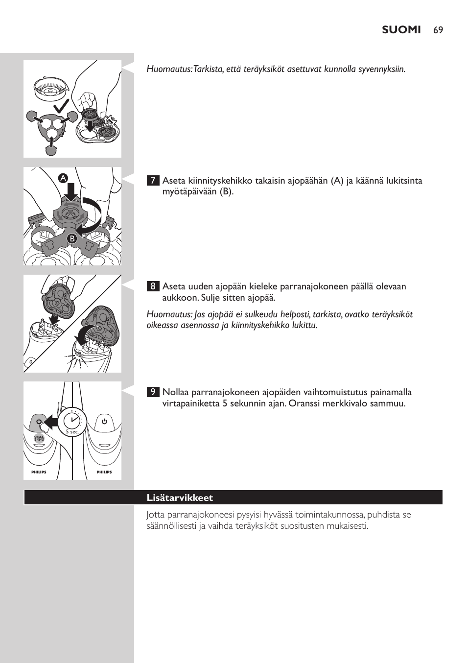 Philips SHAVER Series 3000 afeitadora eléctrica en seco User Manual | Page 69 / 154