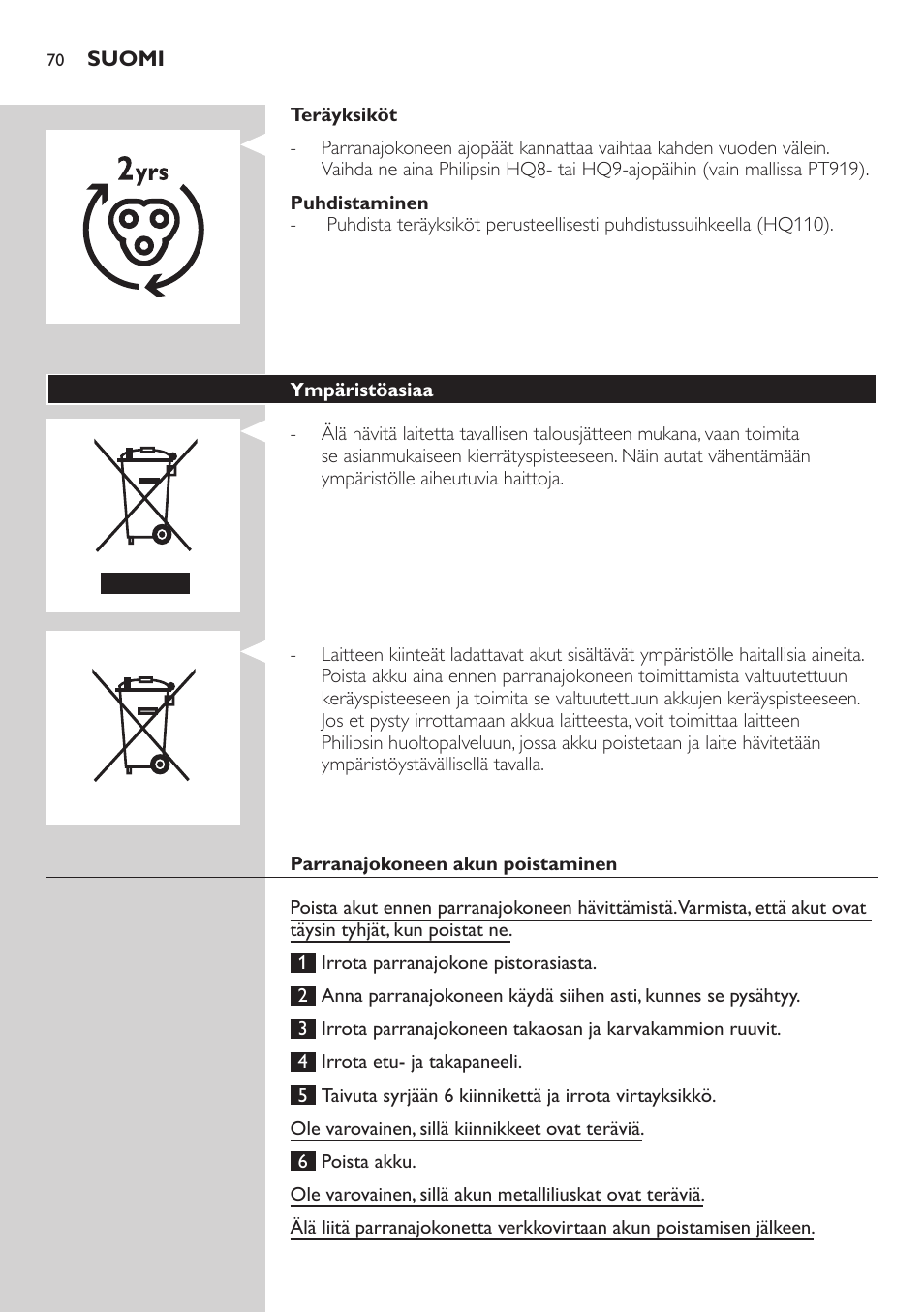 Philips SHAVER Series 3000 afeitadora eléctrica en seco User Manual | Page 70 / 154