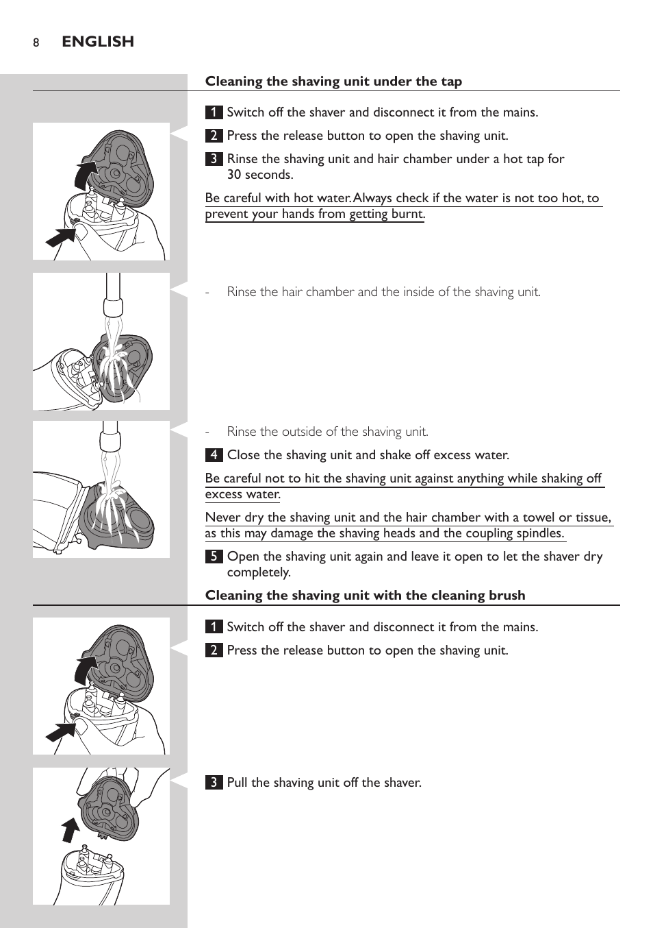 Philips SHAVER Series 3000 afeitadora eléctrica en seco User Manual | Page 8 / 154