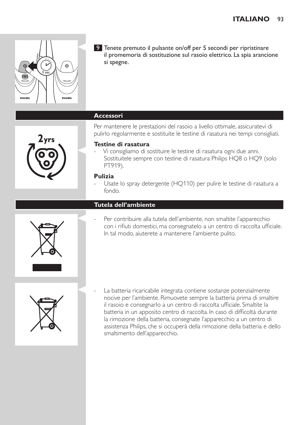 Philips SHAVER Series 3000 afeitadora eléctrica en seco User Manual | Page 93 / 154