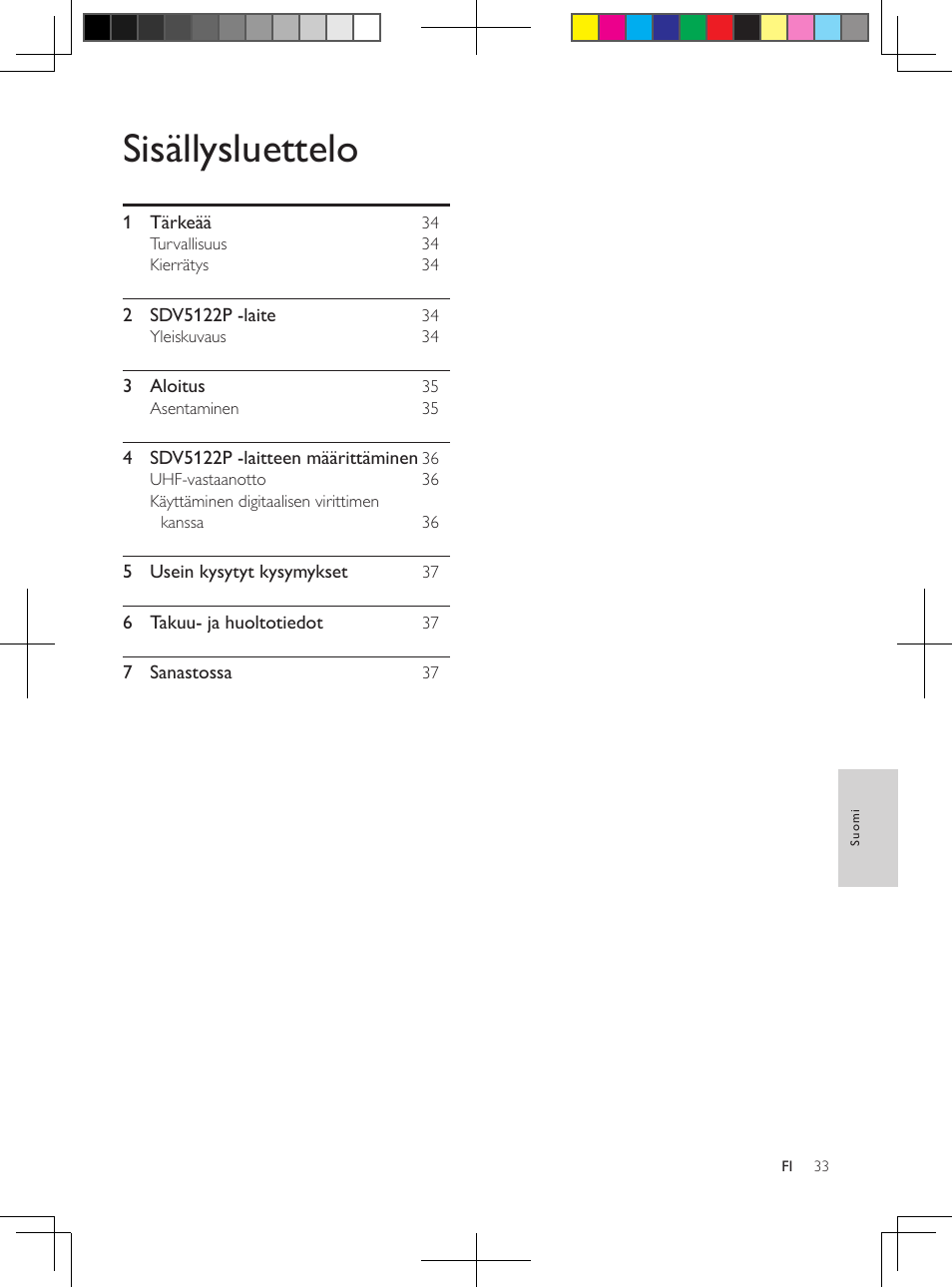 Sisällysluettelo | Philips Antena de televisión digital User Manual | Page 32 / 93