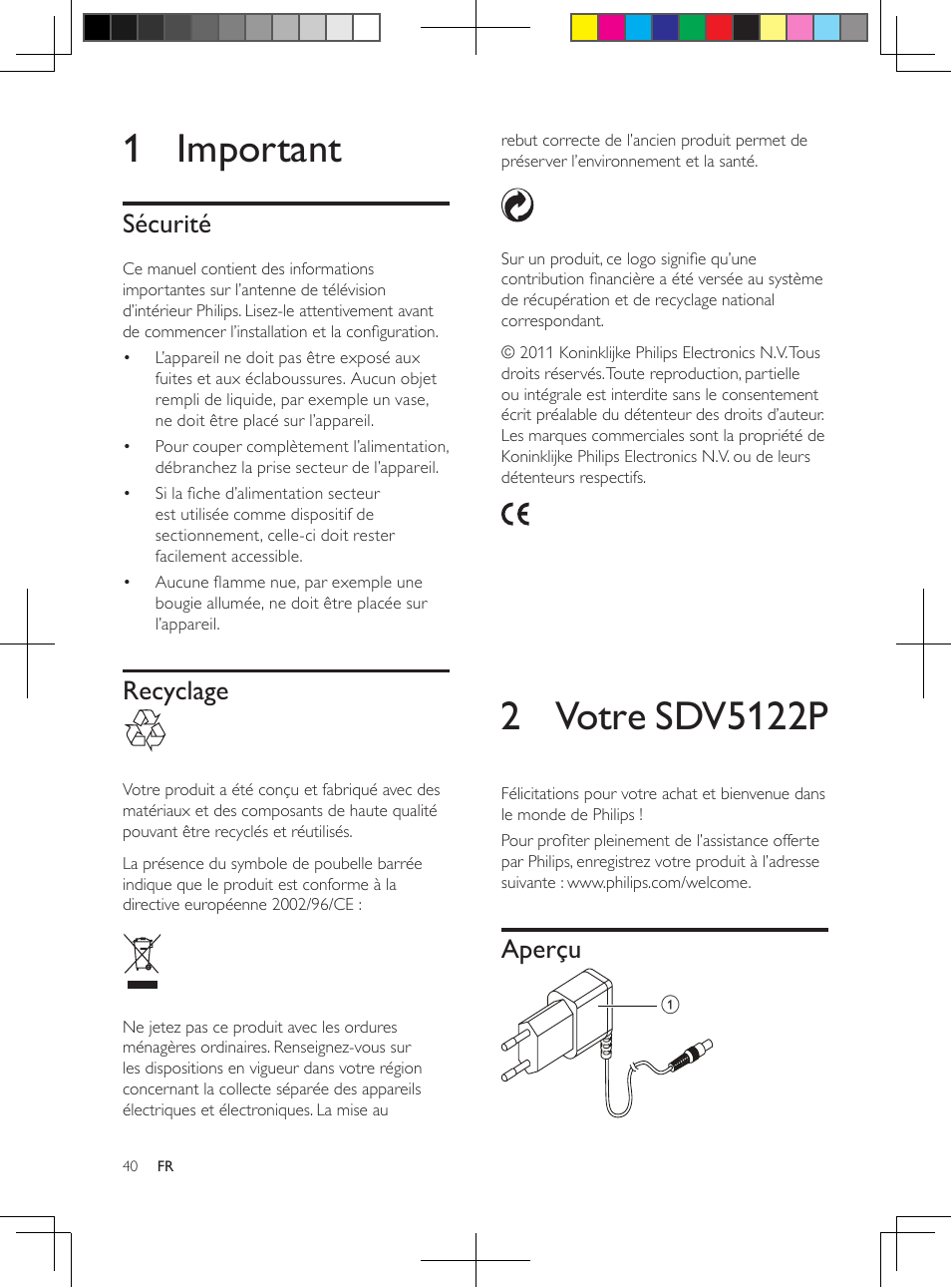 1 important | Philips Antena de televisión digital User Manual | Page 39 / 93