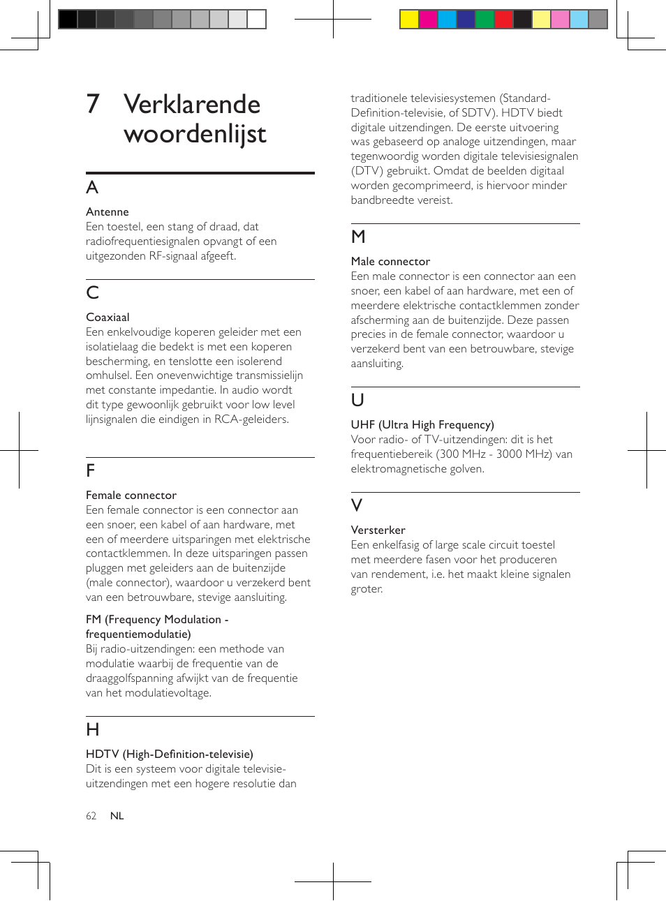 7 verklarende woordenlijst | Philips Antena de televisión digital User Manual | Page 61 / 93