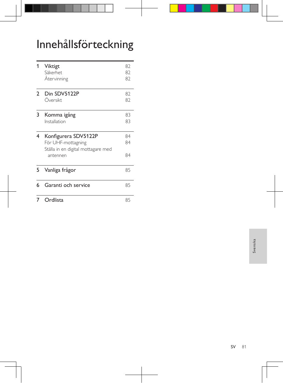 Innehållsförteckning | Philips Antena de televisión digital User Manual | Page 80 / 93