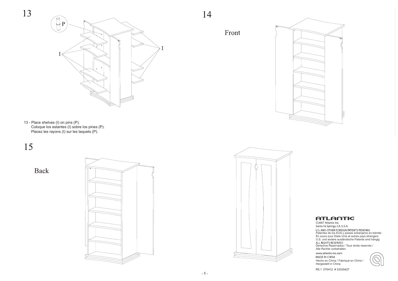 Front, Back | Atlantic 442 CD User Manual | Page 6 / 6
