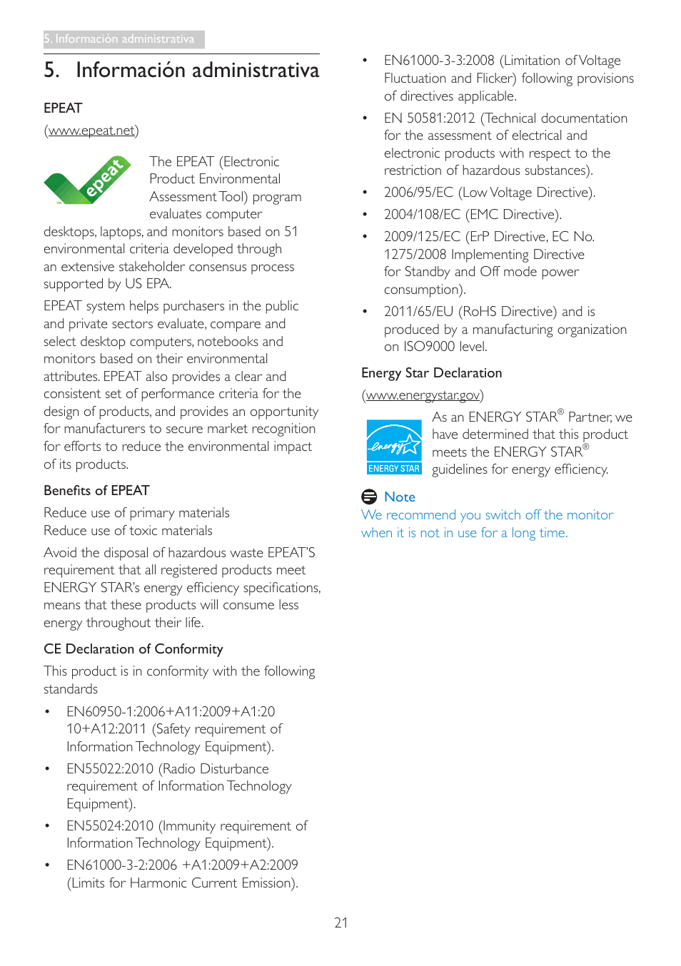 Información administrativa | Philips Smart All-in-One User Manual | Page 23 / 43