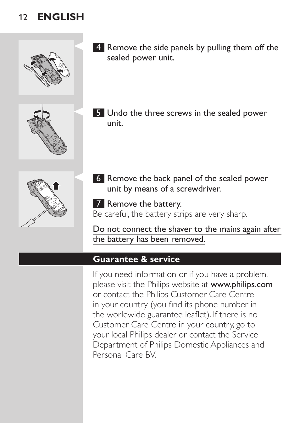 Guarantee & service | Philips SHAVER Series 3000 Afeitadora eléctrica User Manual | Page 10 / 88