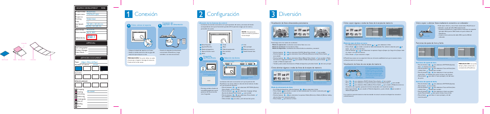 Qsg_v1_es_july31_back.pdf, Conexión, Confi guración | Diversión, Es0.1 | Philips PhotoFrame User Manual | Page 2 / 2