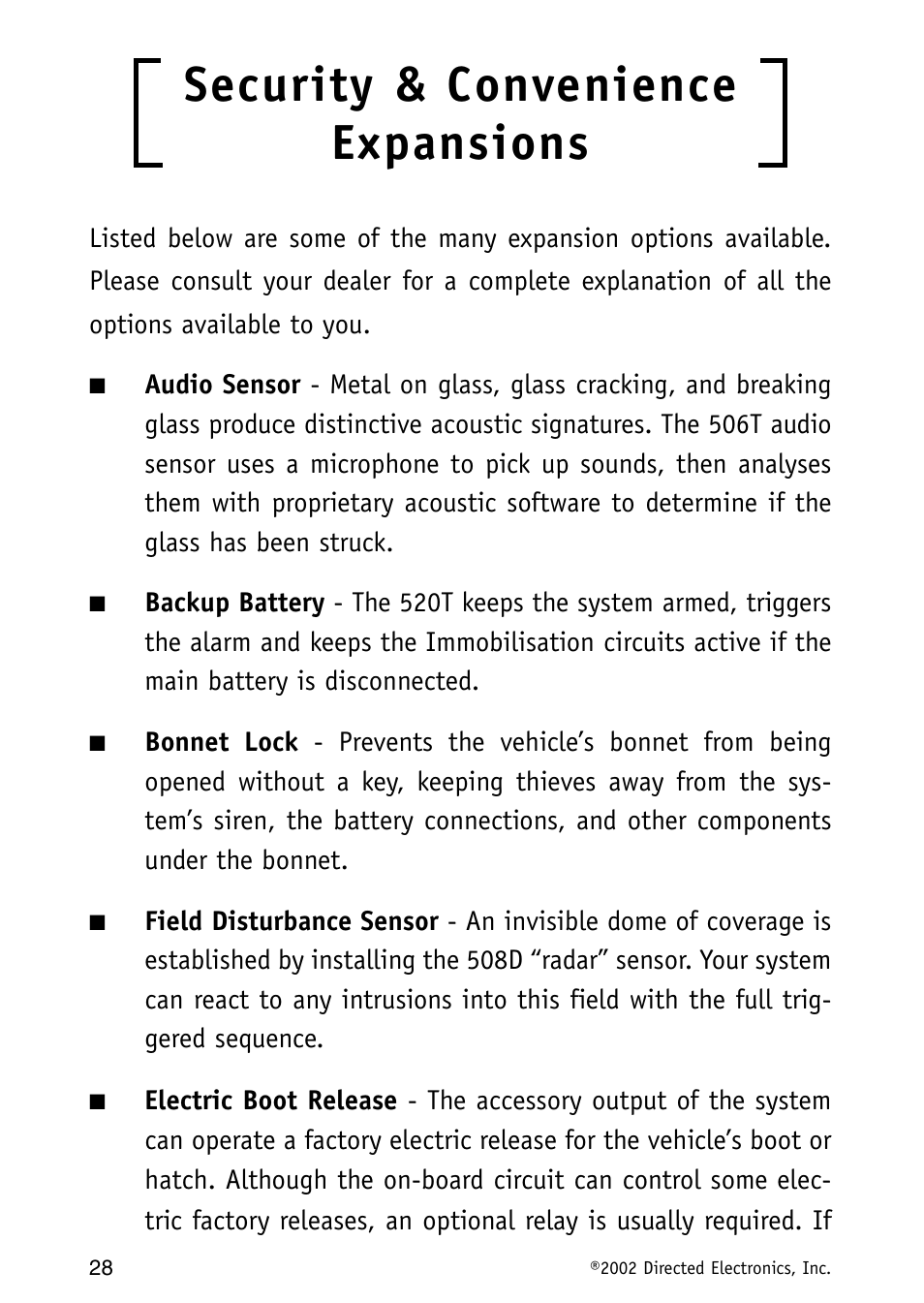 Security & convenience expansions | Avital Auto Security System MAXX1 User Manual | Page 28 / 34