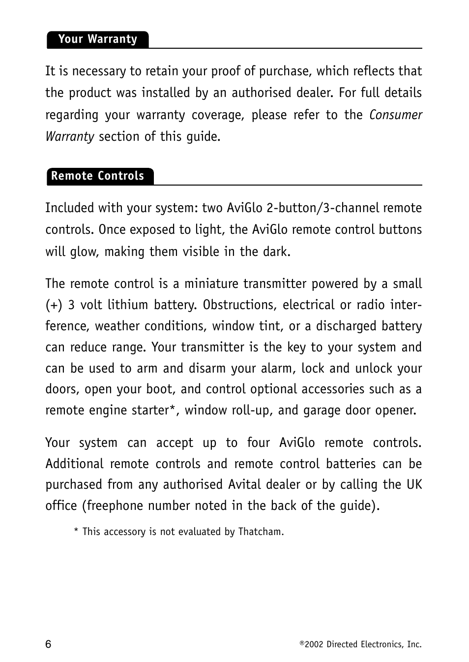 Avital Auto Security System MAXX1 User Manual | Page 6 / 34
