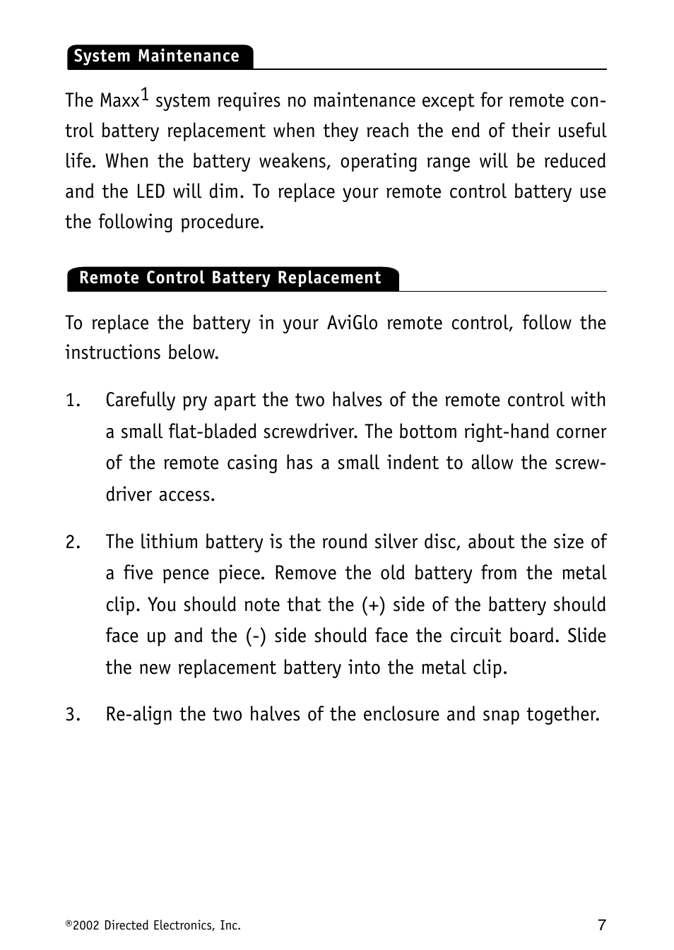 Avital Auto Security System MAXX1 User Manual | Page 7 / 34