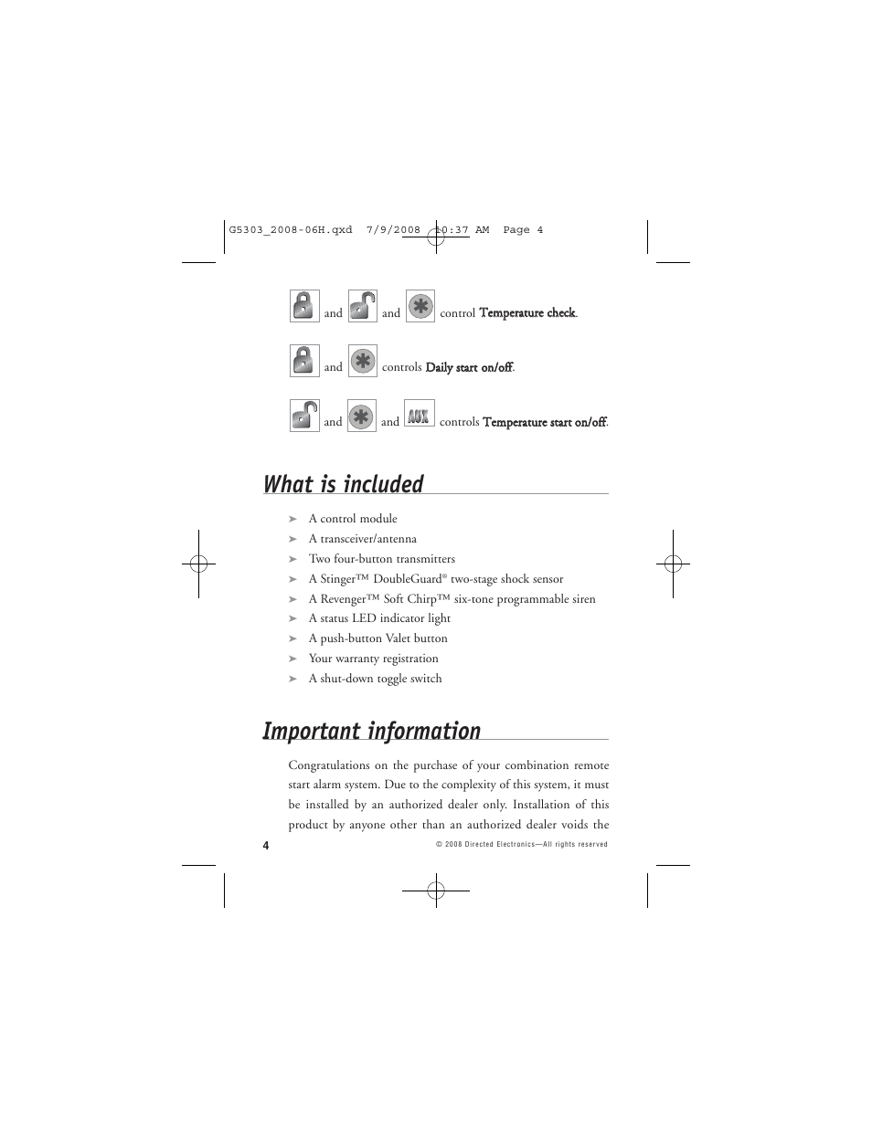 What is included, Important information | Avital 5303 User Manual | Page 7 / 43