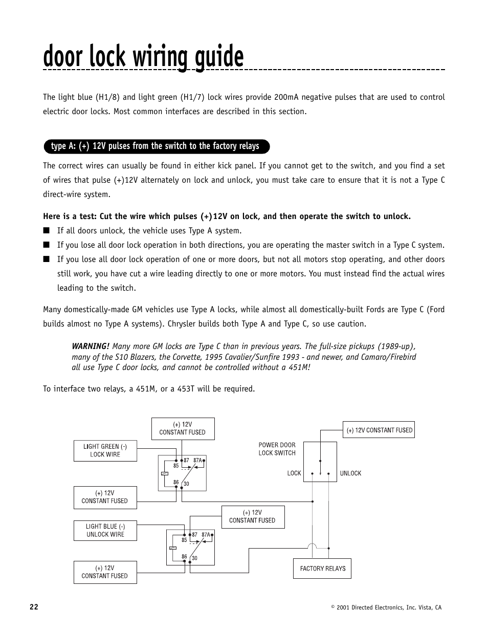 Door lock wiring guide | Avital AviStart 3000 User Manual | Page 22 / 40