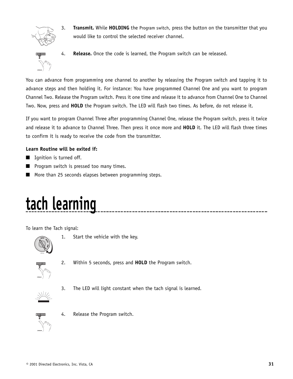 Tach learning | Avital AviStart 3000 User Manual | Page 31 / 40