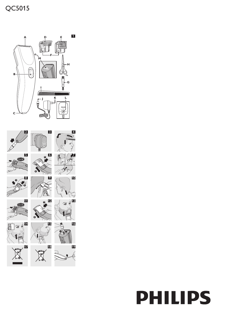 Philips HAIRCLIPPER Series 1000 Cortapelos User Manual | 9 pages