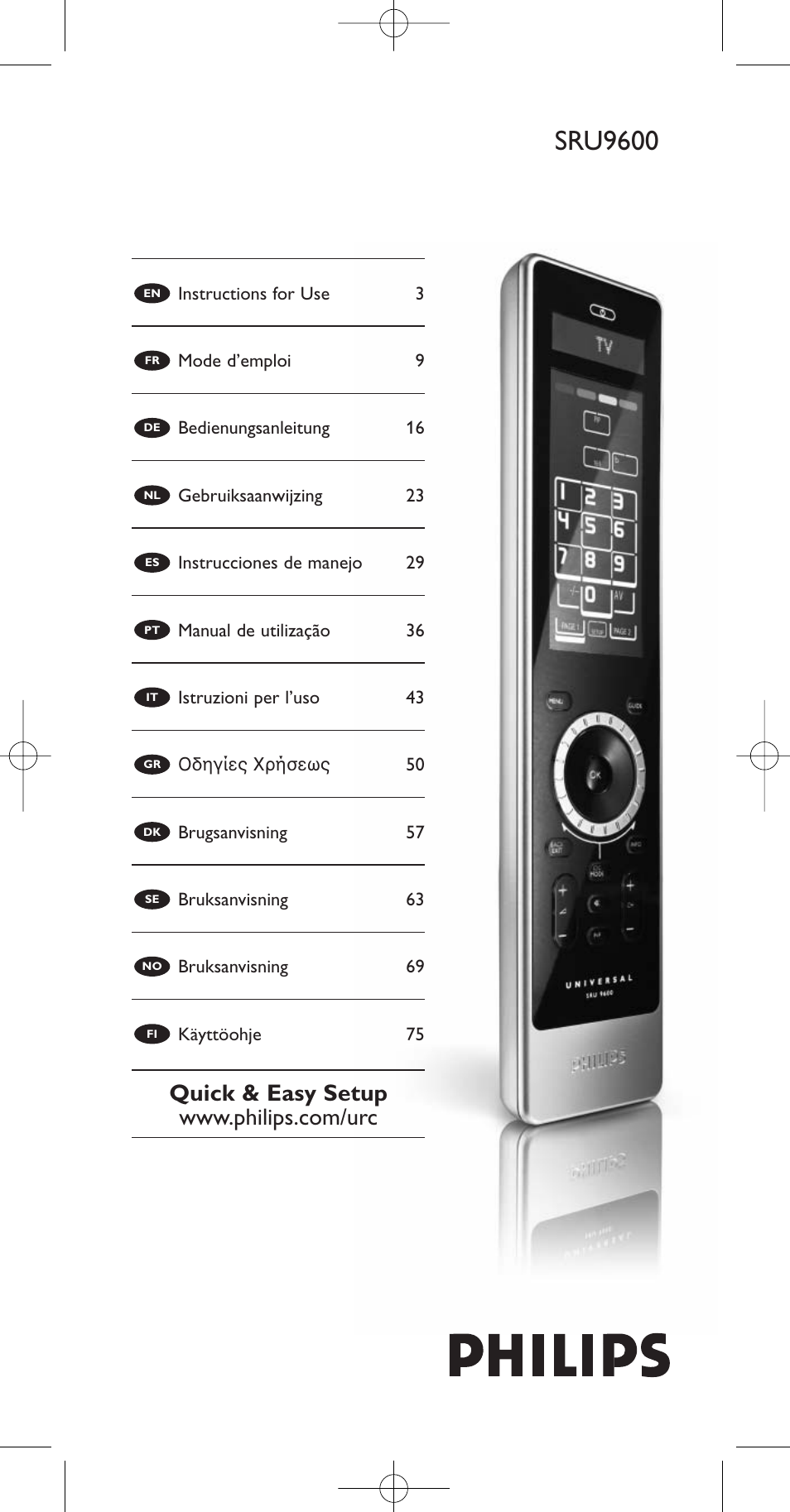 Philips Prestigo Mando a distancia universal User Manual | 84 pages