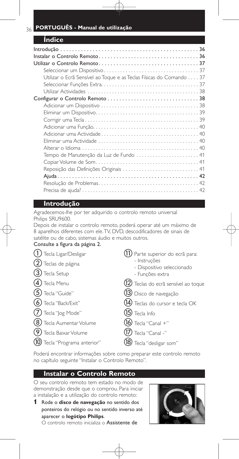 Philips Prestigo Mando a distancia universal User Manual | Page 36 / 84