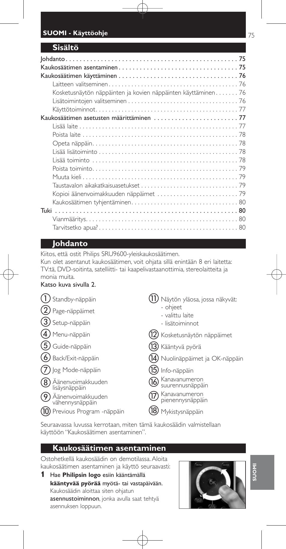 Philips Prestigo Mando a distancia universal User Manual | Page 75 / 84