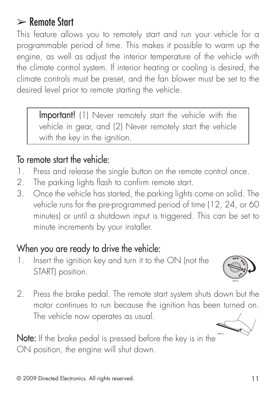 Remote start | Avital 4113 User Manual | Page 11 / 24