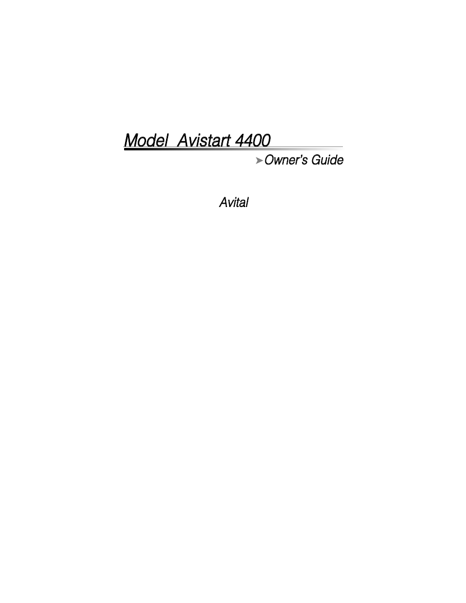 Avital AVISTART 4400 User Manual | 57 pages