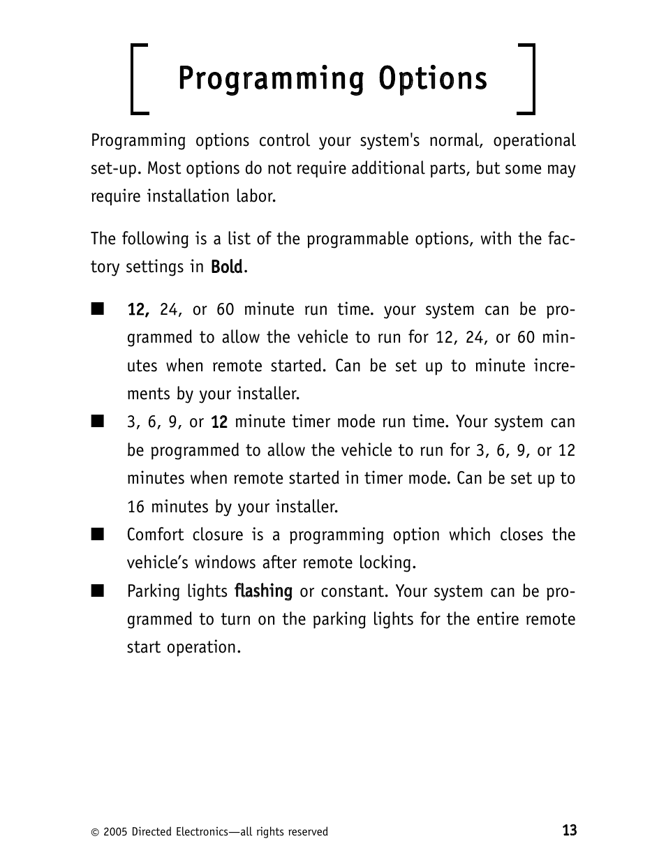 Pprro og grraam mm miin ng g o op pttiio on nss | Avital Avital 4000 User Manual | Page 16 / 19