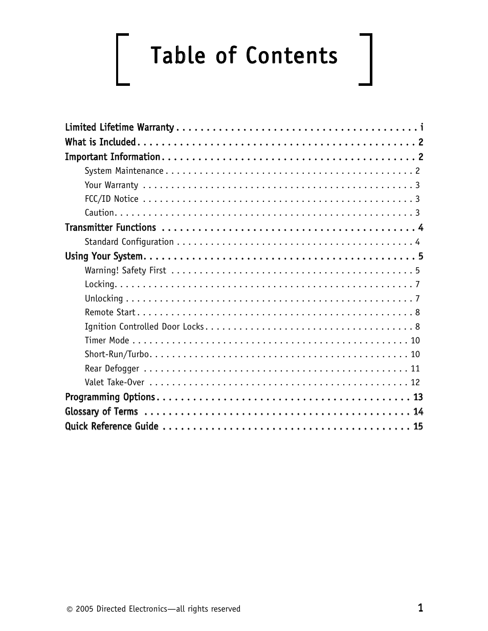 Ttaab bllee o off cco on ntteen nttss | Avital Avital 4000 User Manual | Page 4 / 19