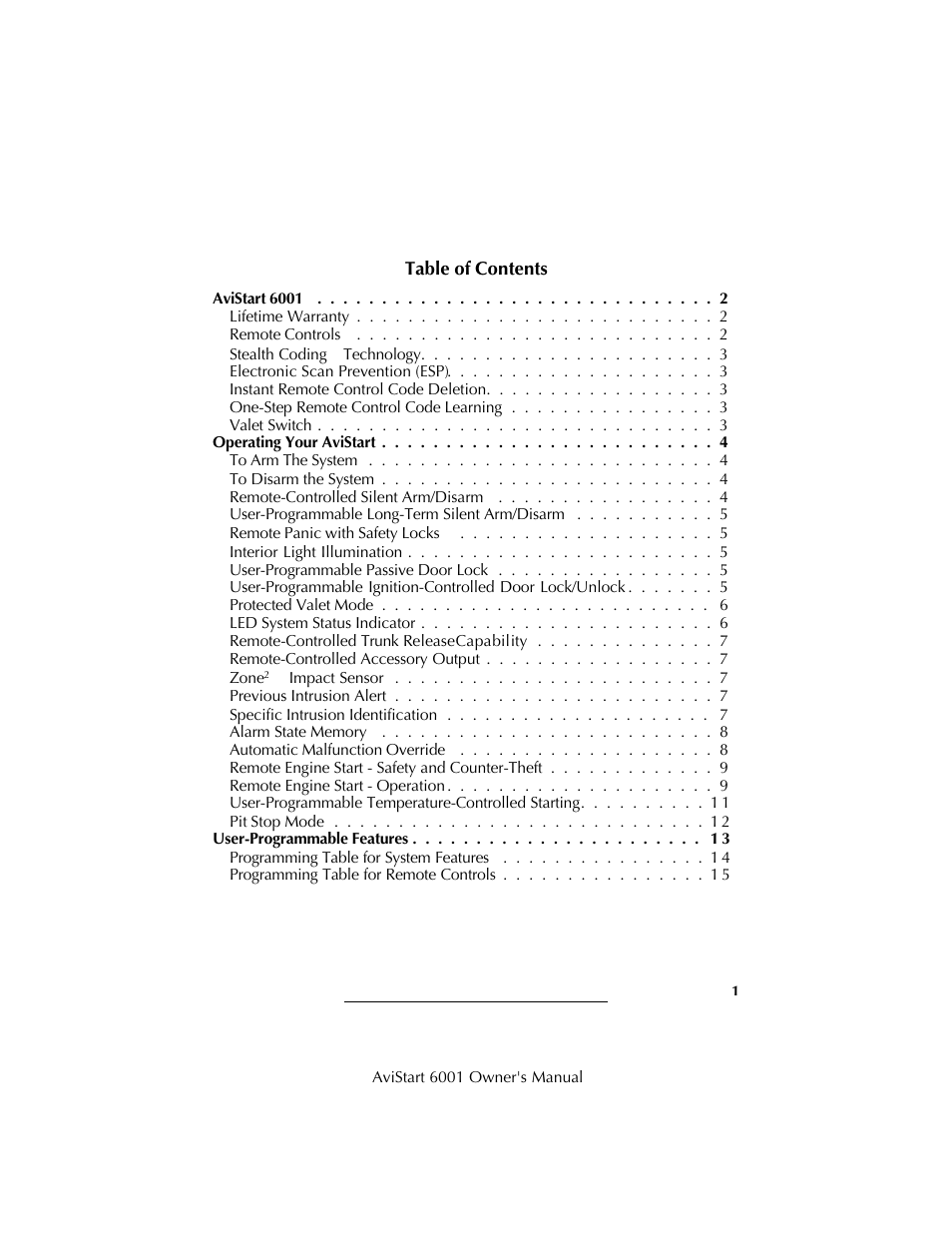 Avital AviStart 6001 User Manual | Page 3 / 20