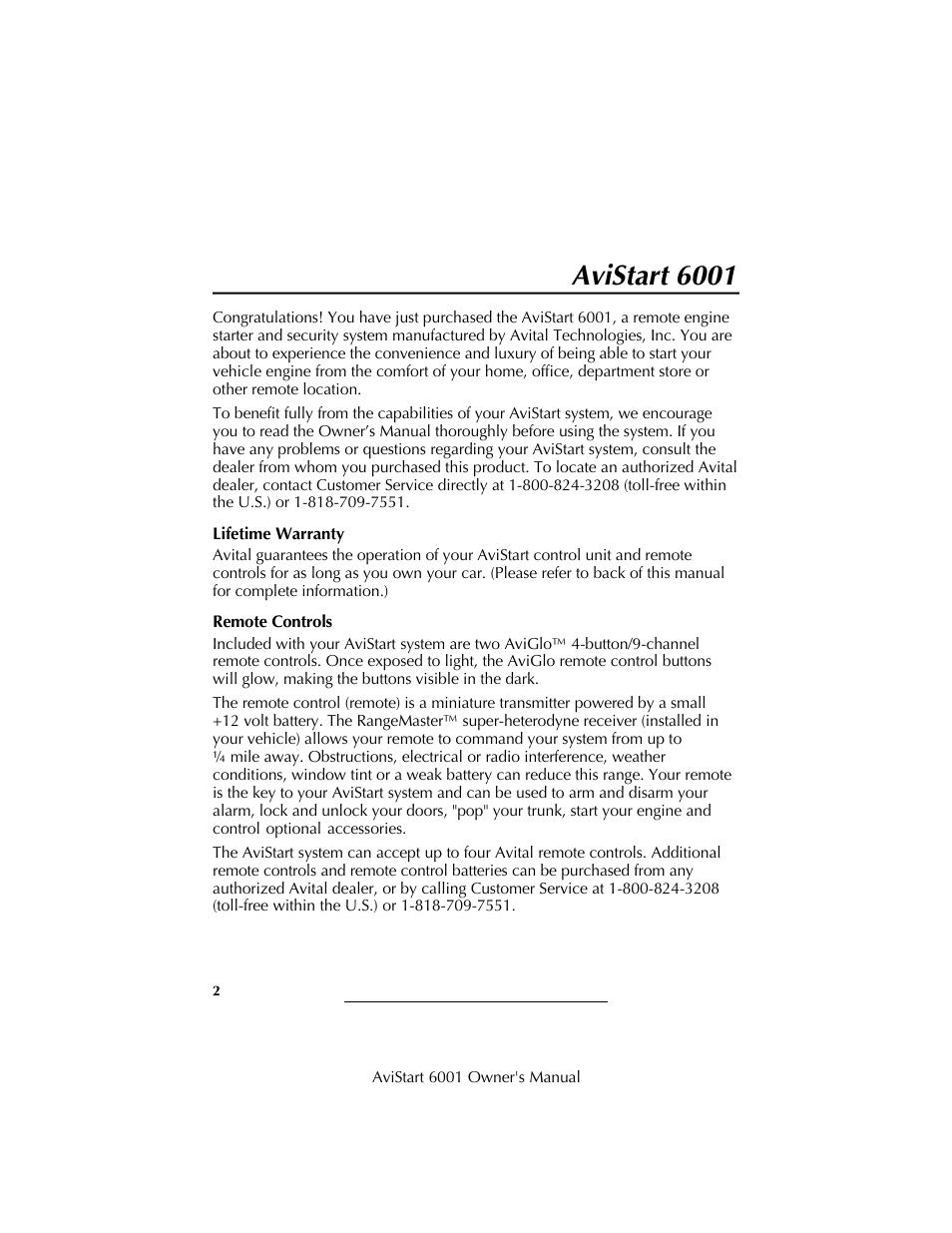Avistart 6001 | Avital AviStart 6001 User Manual | Page 4 / 20