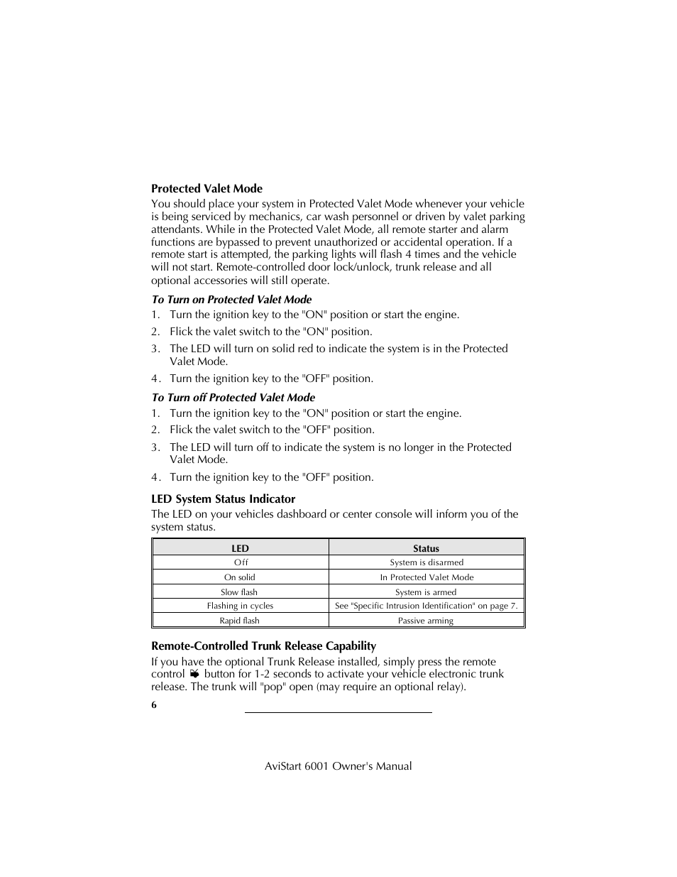 Avital AviStart 6001 User Manual | Page 8 / 20