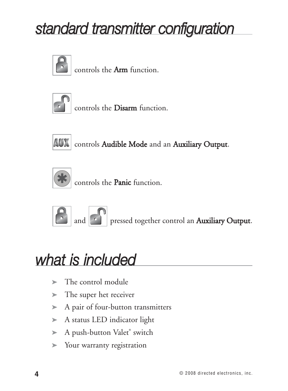 Wwh ha att iiss iin nc cllu ud de ed d | Avital Keyless Entry System. 2101L User Manual | Page 5 / 19