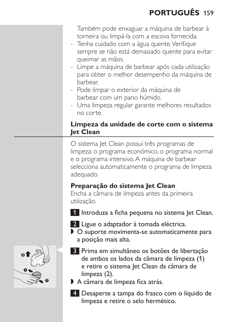 Aparar, Limpeza e manutenção | Philips Afeitadora eléctrica User Manual | Page 157 / 190