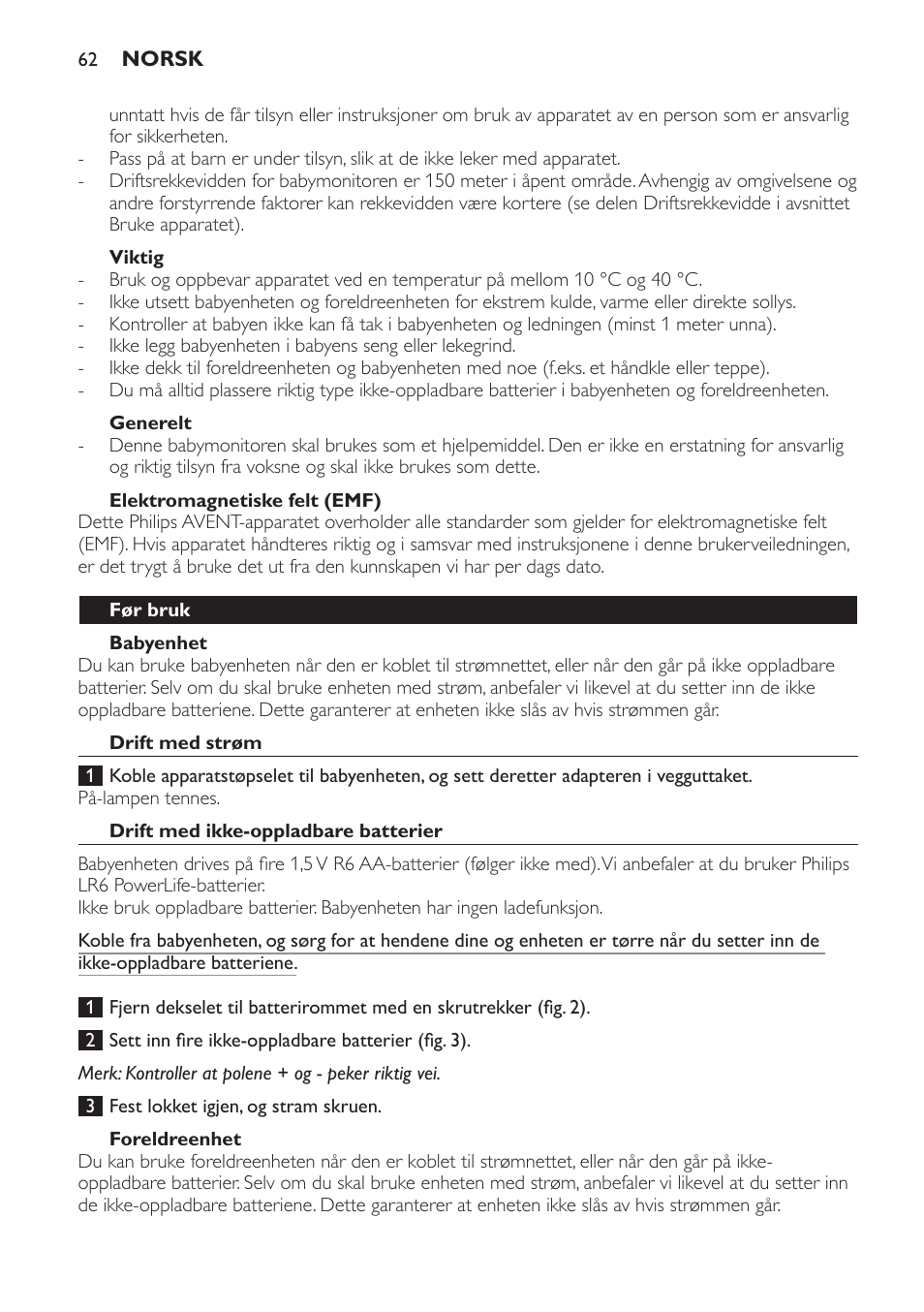 Philips AVENT Vigilabebés analógico User Manual | Page 62 / 96