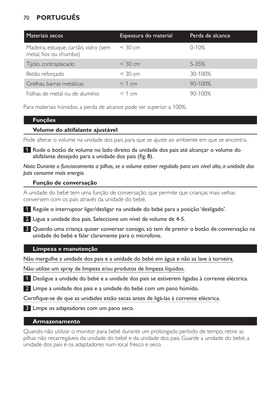 Philips AVENT Vigilabebés analógico User Manual | Page 70 / 96