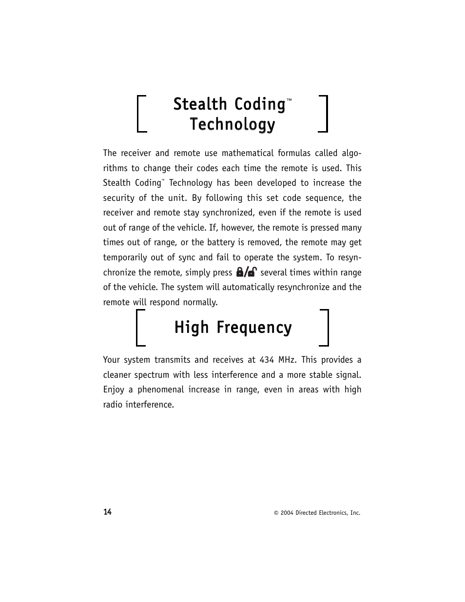Sstteeaalltth h cco od diin ng g, Tteecch hn no ollo og gyy, Hhiig gh h ffrreeq qu ueen nccyy | Avital 740T User Manual | Page 18 / 26