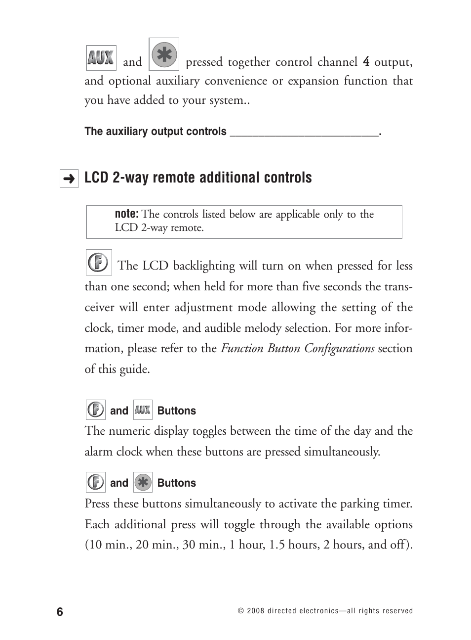 Lcd 2-way remote additional controls | Avital 3300L User Manual | Page 11 / 41