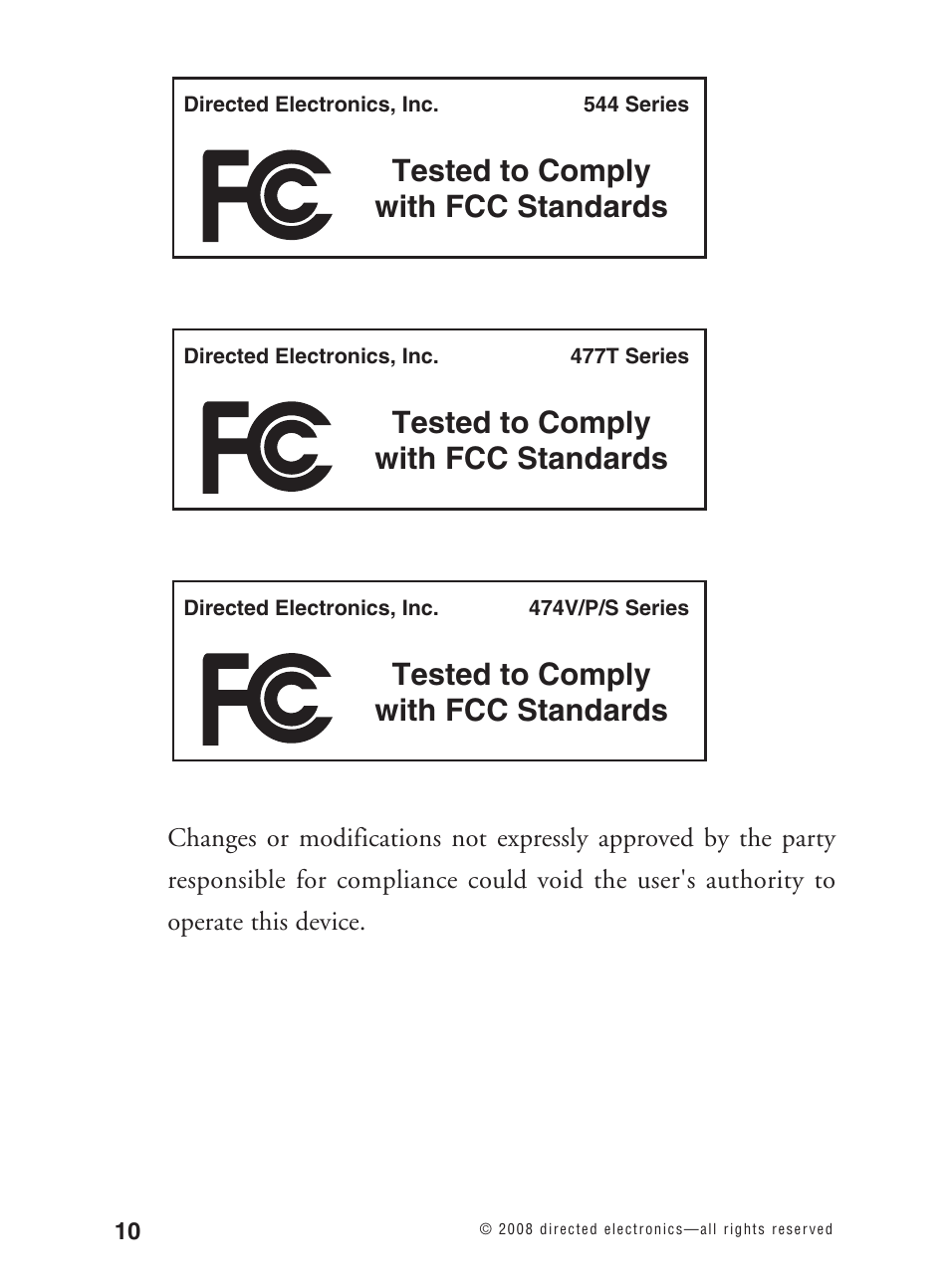 Tested to comply with fcc standards | Avital 3300L User Manual | Page 15 / 41