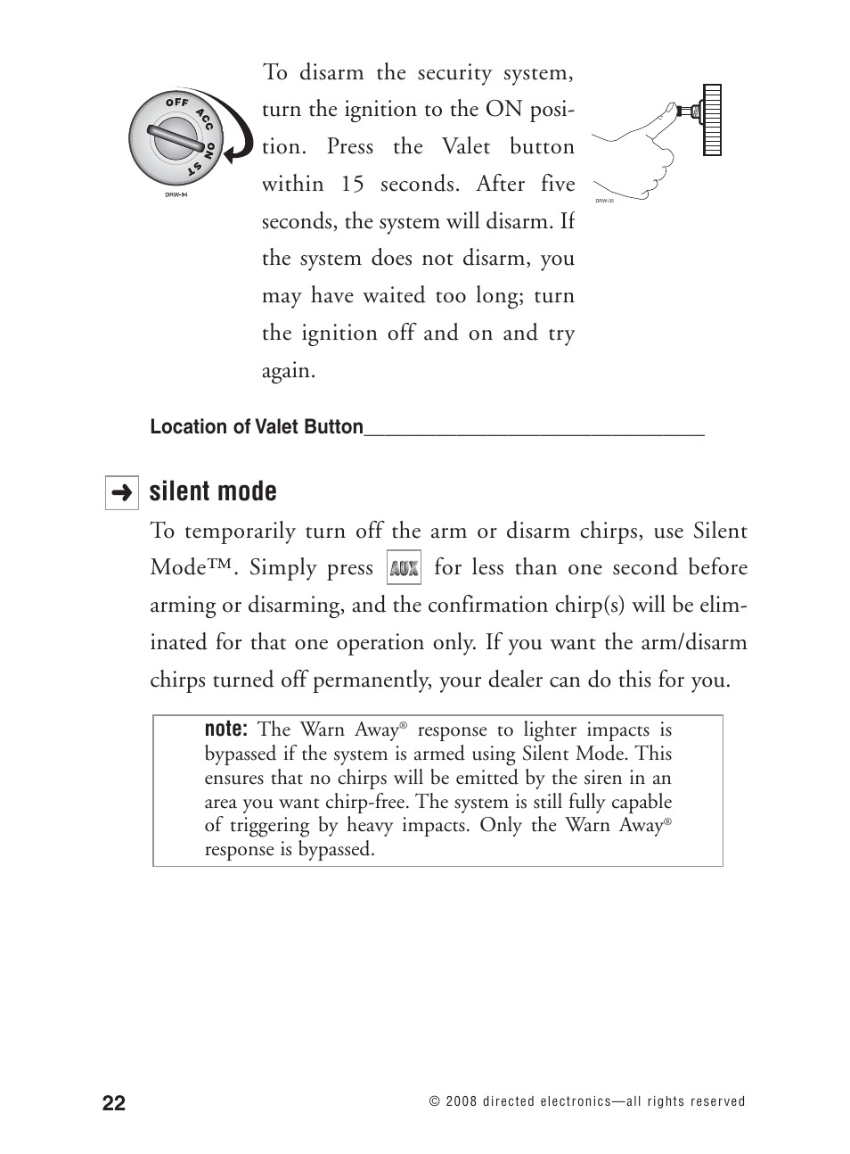Silent mode | Avital 3300L User Manual | Page 27 / 41