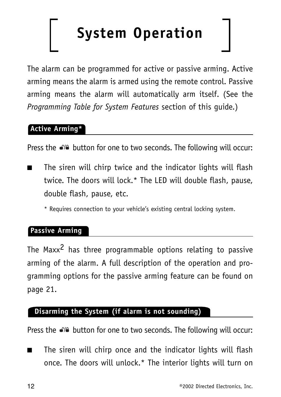System operation | Avital MAXX2 User Manual | Page 12 / 34