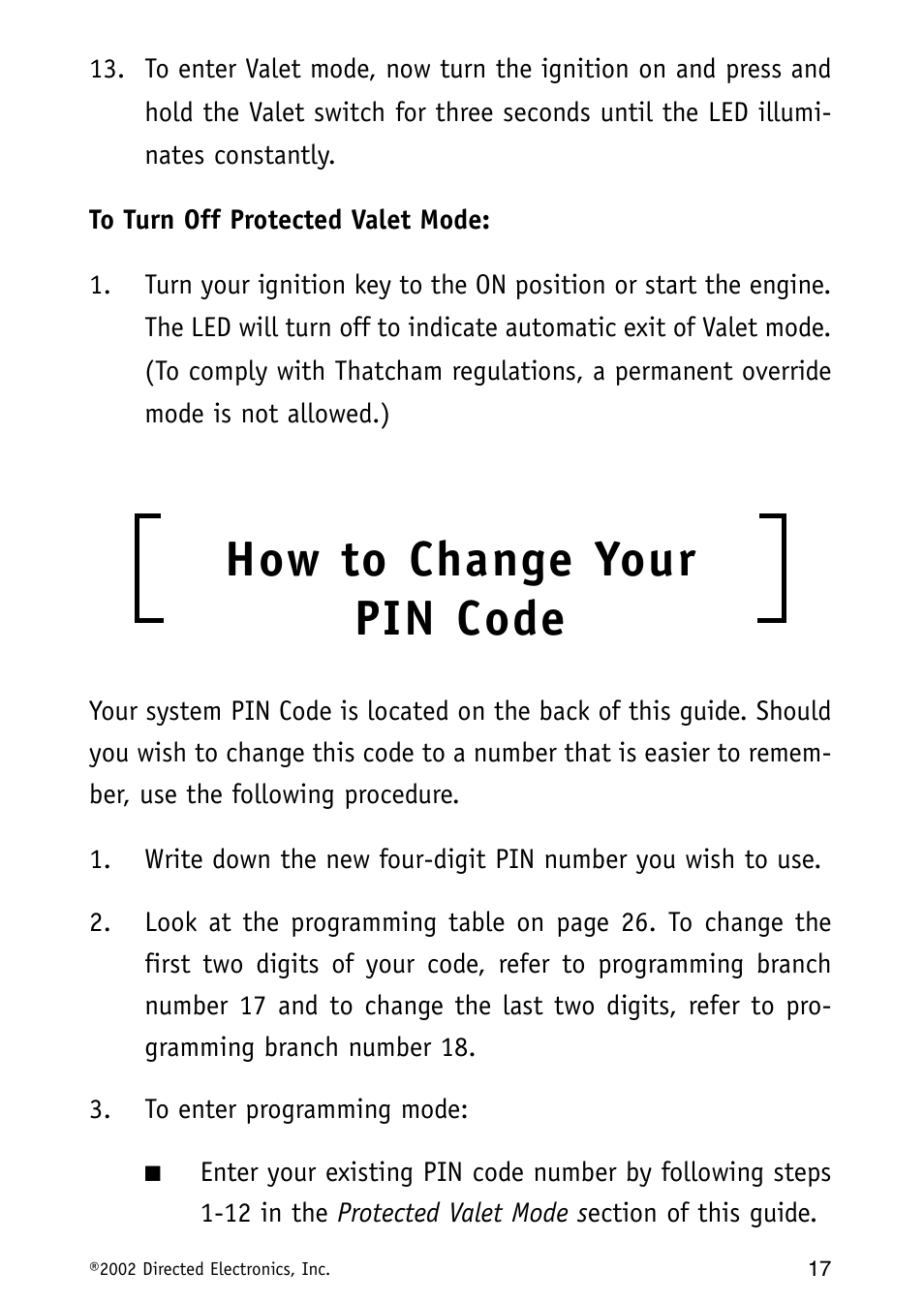 How to change your pin code | Avital MAXX2 User Manual | Page 17 / 34