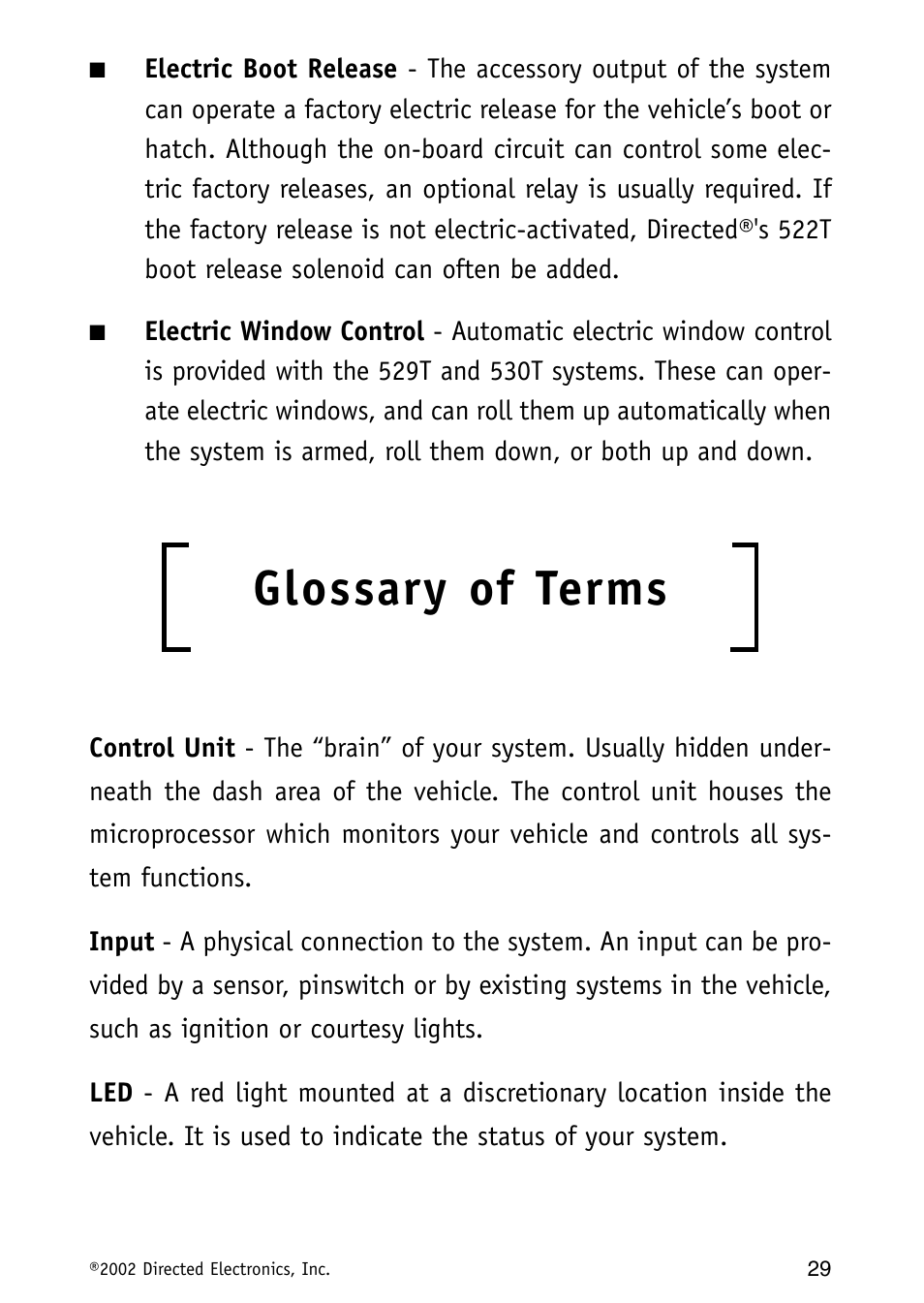 Glossary of terms | Avital MAXX2 User Manual | Page 29 / 34