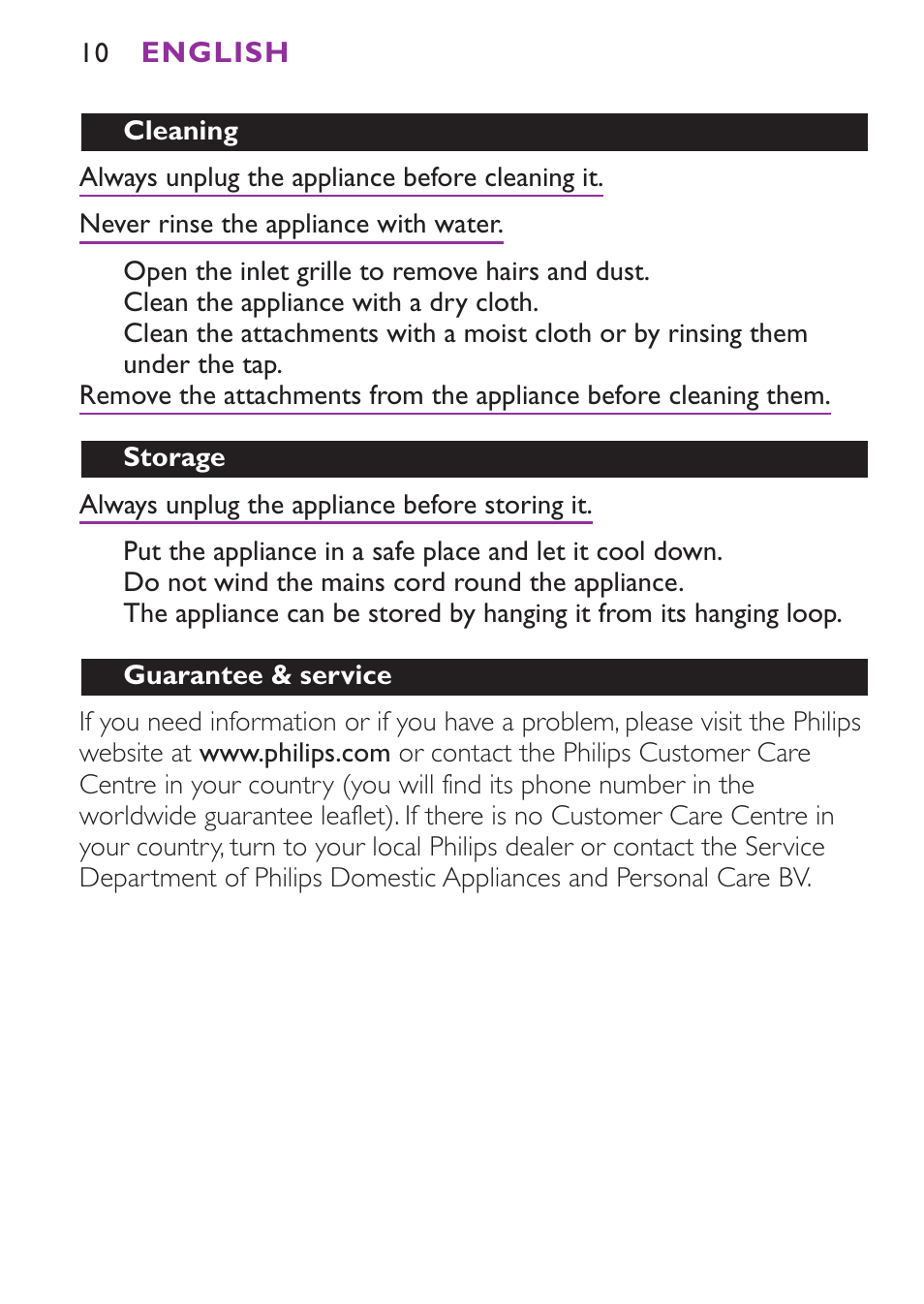 Philips Secador User Manual | Page 10 / 88
