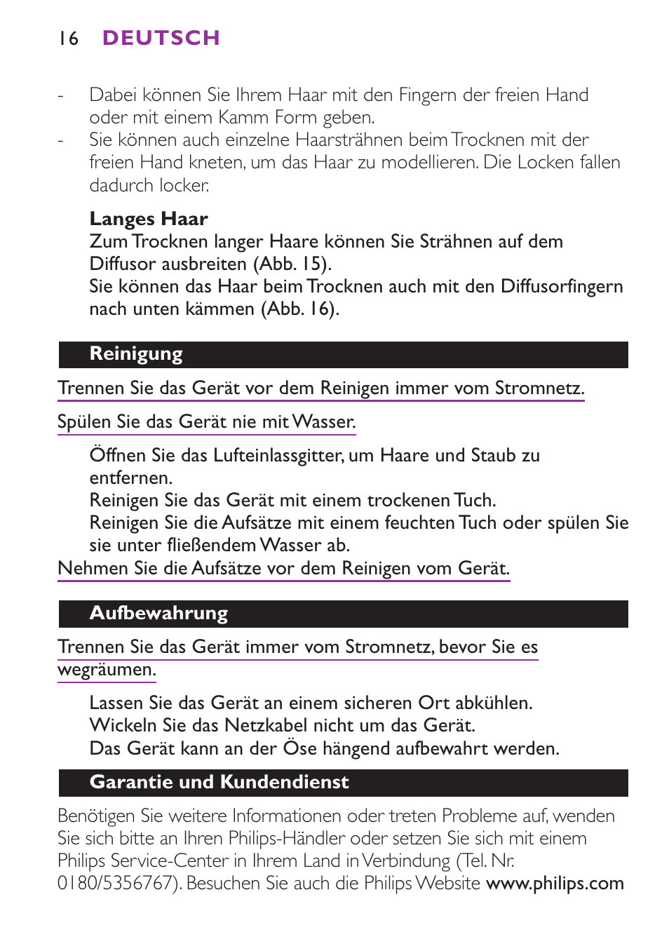 Philips Secador User Manual | Page 16 / 88