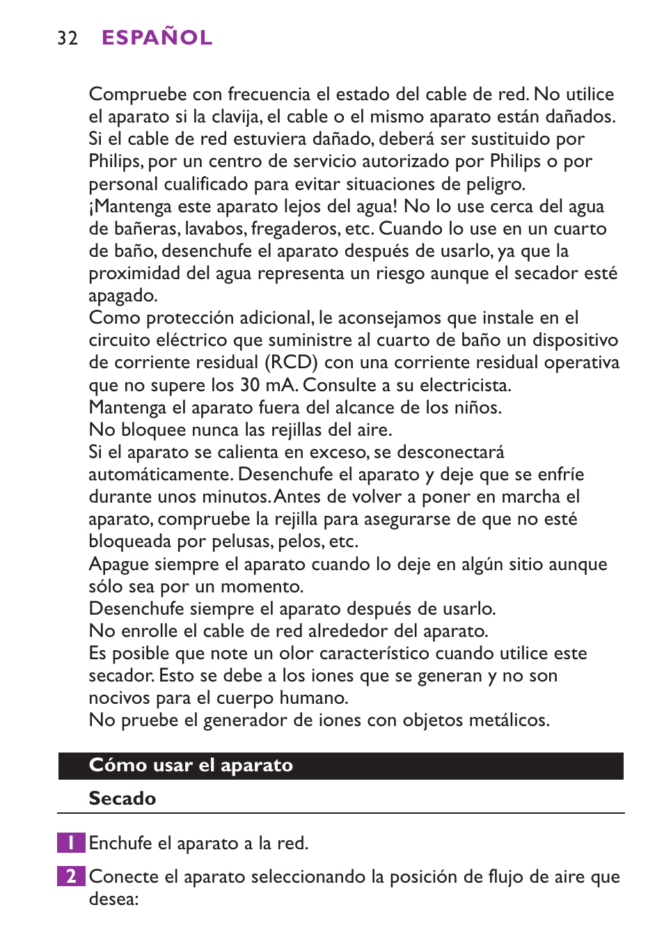 Philips Secador User Manual | Page 32 / 88