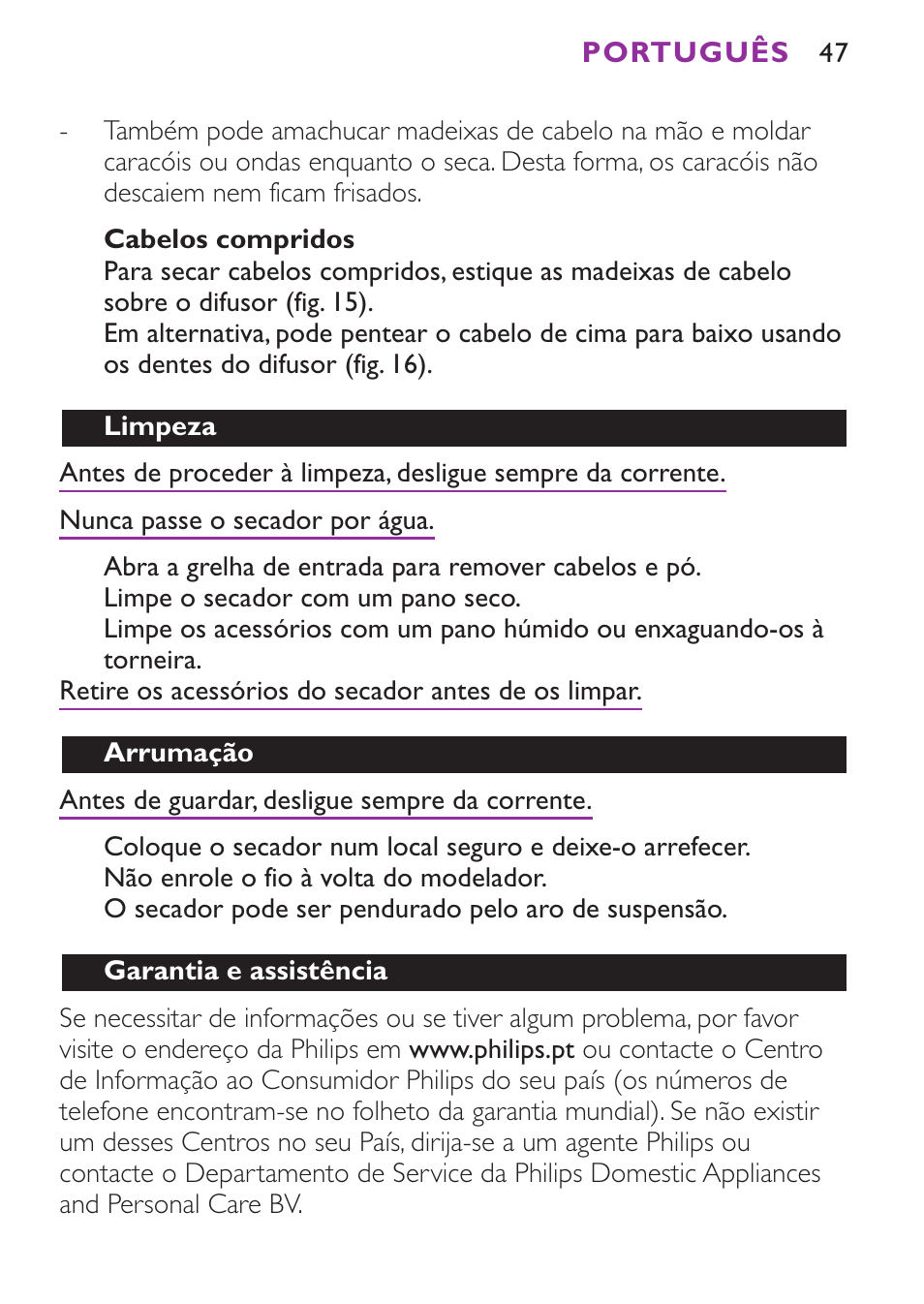 Philips Secador User Manual | Page 47 / 88