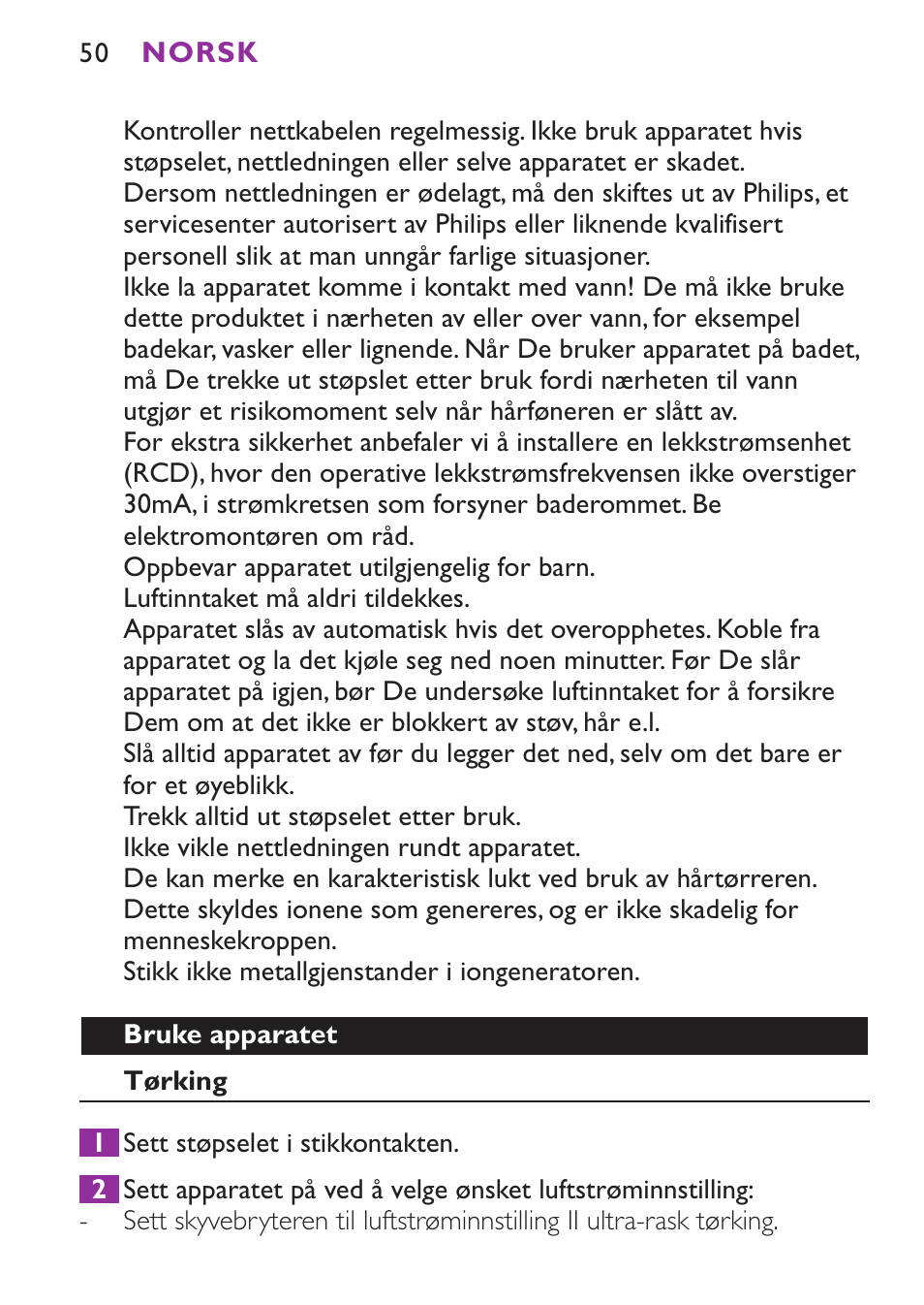 Philips Secador User Manual | Page 50 / 88