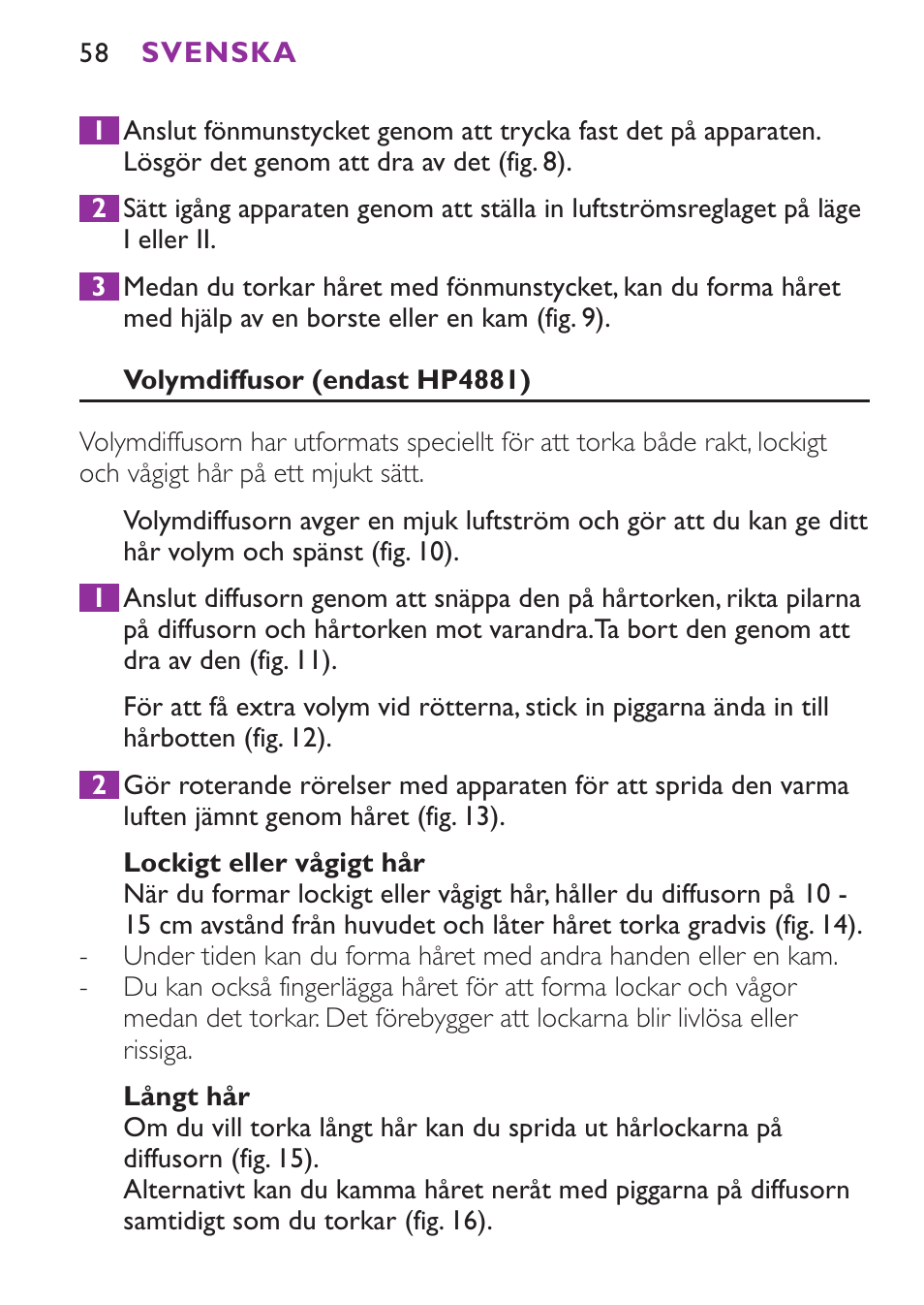 Philips Secador User Manual | Page 58 / 88