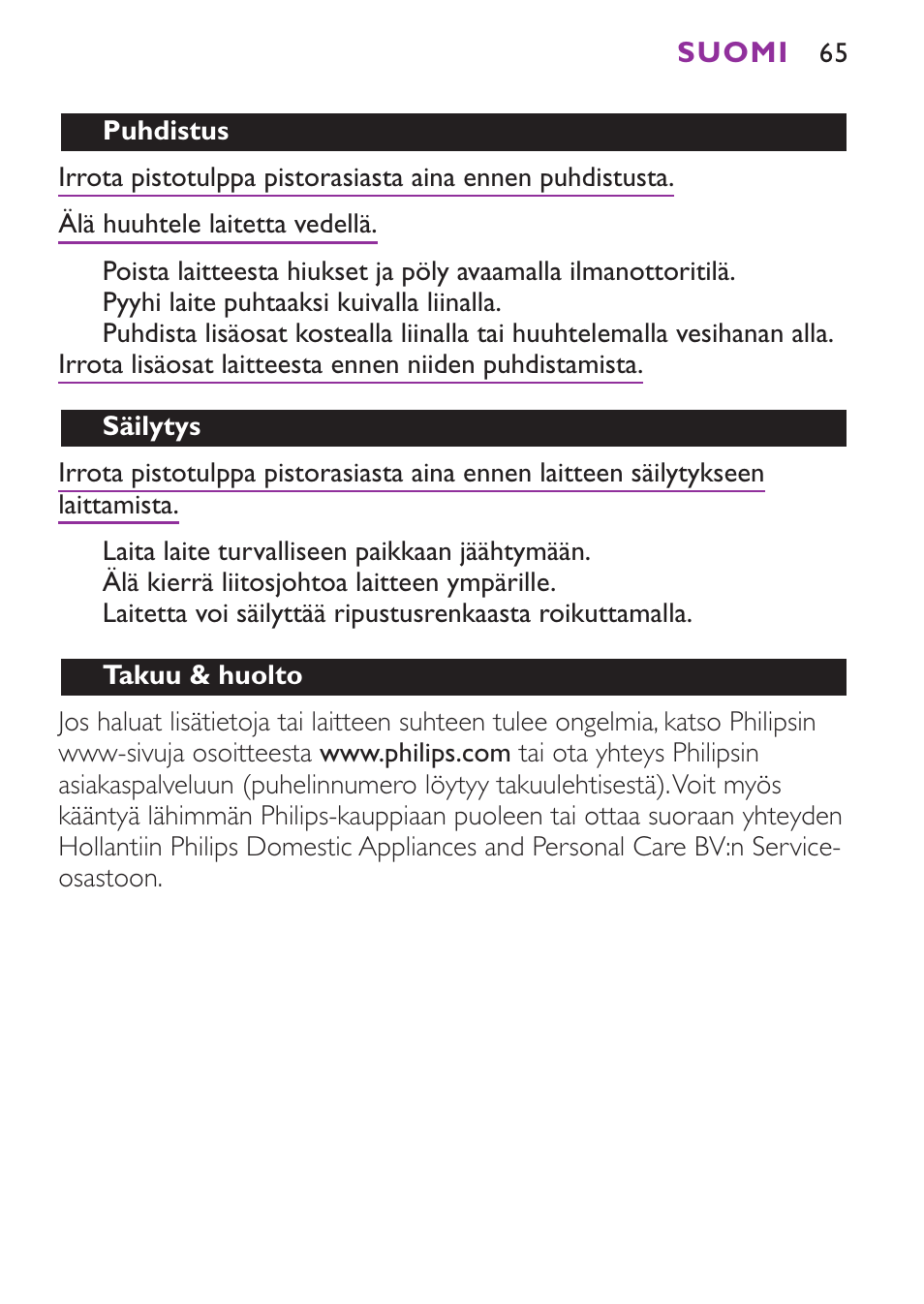 Philips Secador User Manual | Page 65 / 88