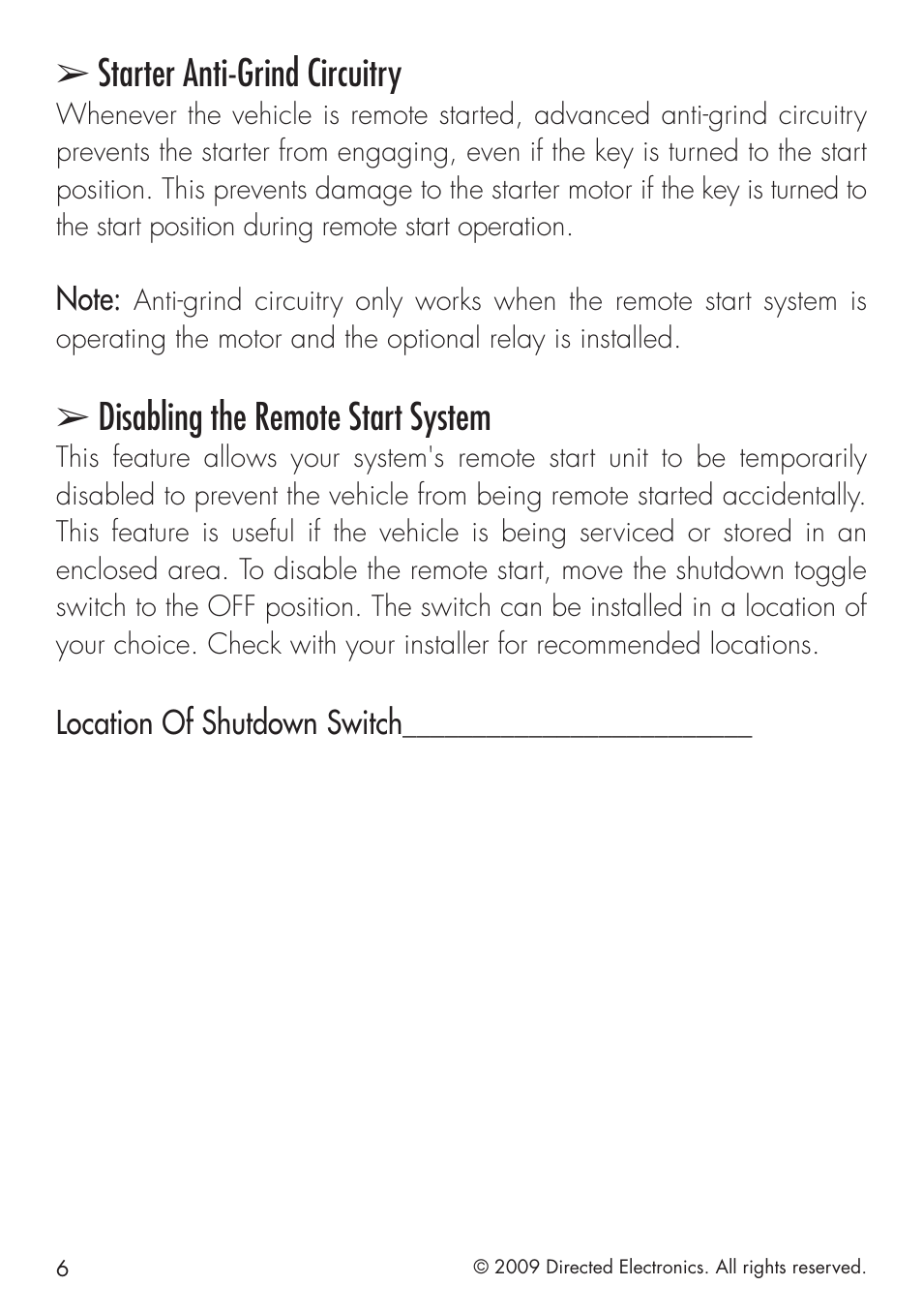 Starter anti-grind circuitry, Disabling the remote start system | Avital 4111 User Manual | Page 14 / 24